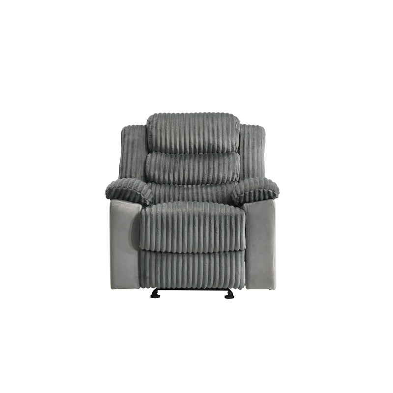 ACME Lesley Motion Glider Recliner in Gray Corduroy & Velvet