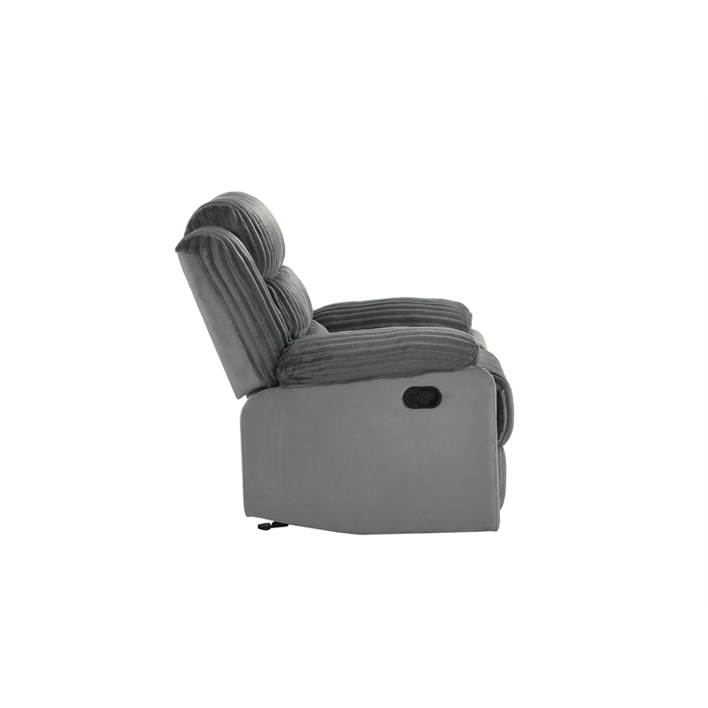 ACME Lesley Motion Glider Recliner in Gray Corduroy & Velvet