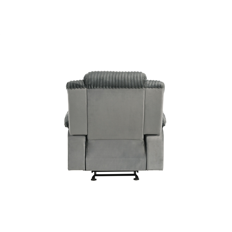 ACME Lesley Motion Glider Recliner in Gray Corduroy & Velvet