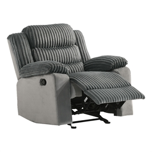 ACME Lesley Motion Glider Recliner in Gray Corduroy & Velvet