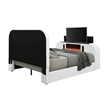 ACME Shelyn Queen Bed w/Fireplace in White Teddy Sherpa & Chrome
