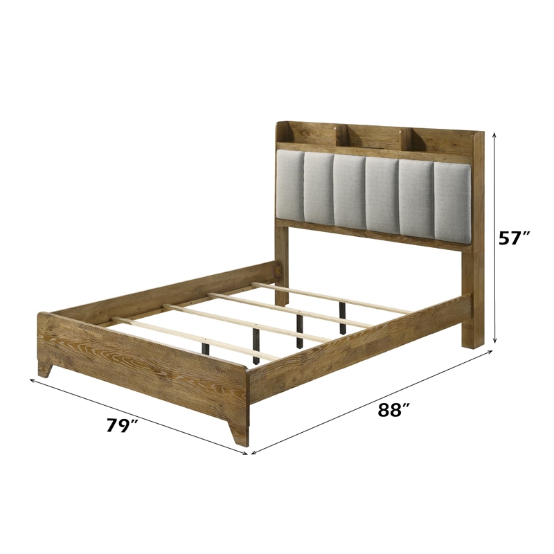 ACME Garcia Eastern King Bed w/USB in Light Aspen Brown