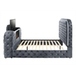 ACME Kana Queen Bed w/LED in Fireplace & TV Stand in Gray Upholstery Velvet