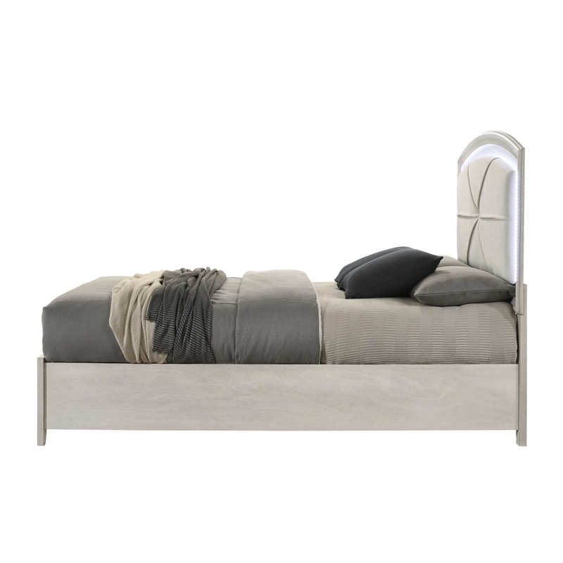 ACME Ramondi EK Bed w/Storage & LED in Antique White