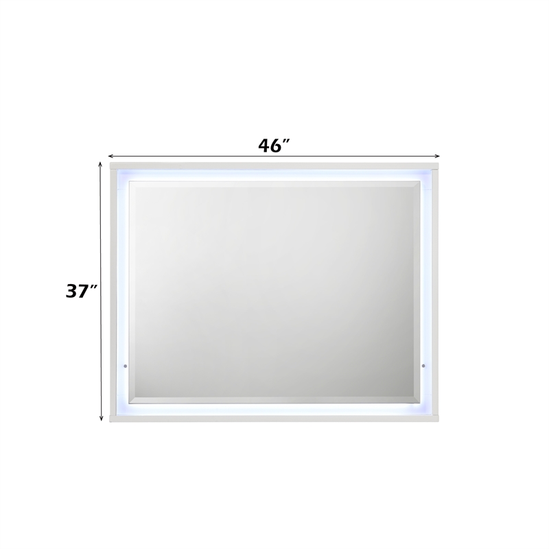 ACME Esther Mirror w/LED in White & Silver High Gloss