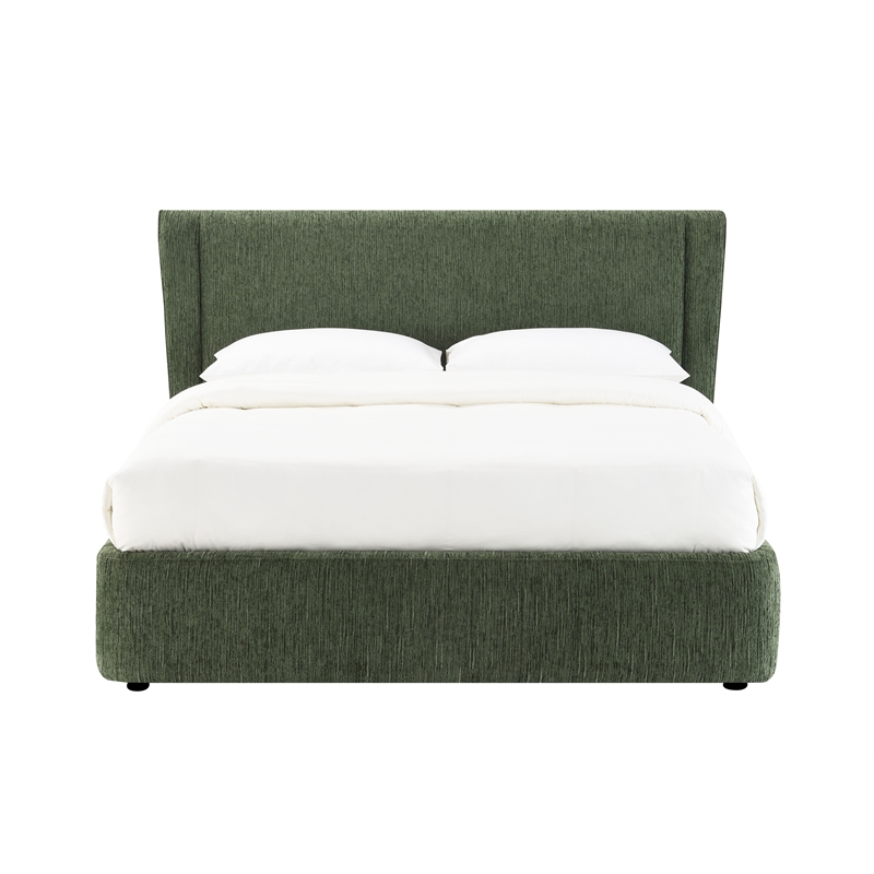 ACME Cheryl Queen Bed in Dark Green Chenille