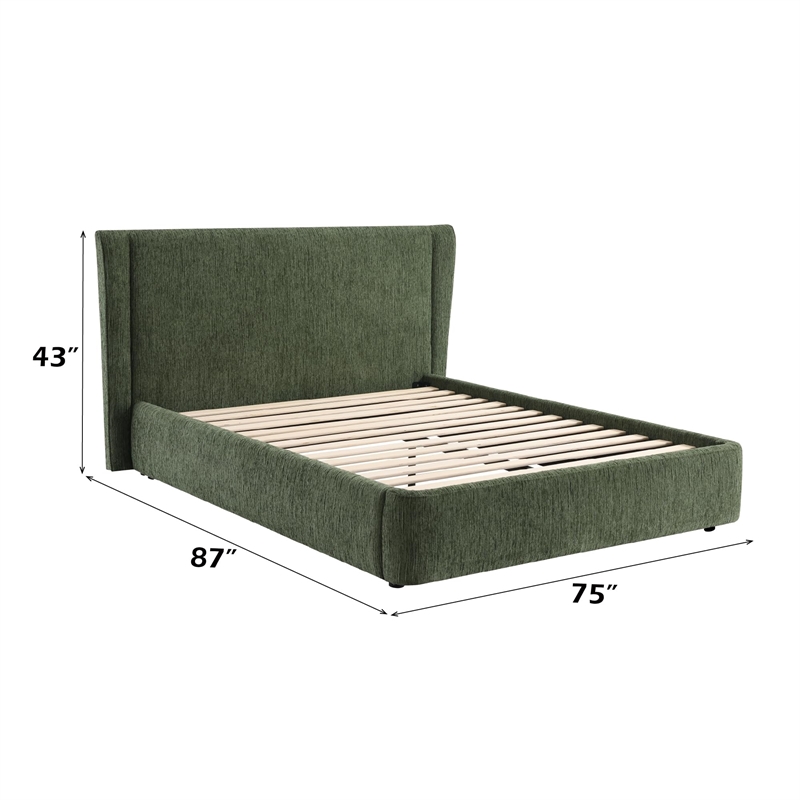 ACME Cheryl Queen Bed in Dark Green Chenille