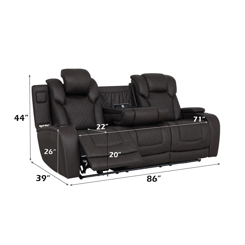 ACME Wendell Power Motion Sofa in Dark Gray Microfiber