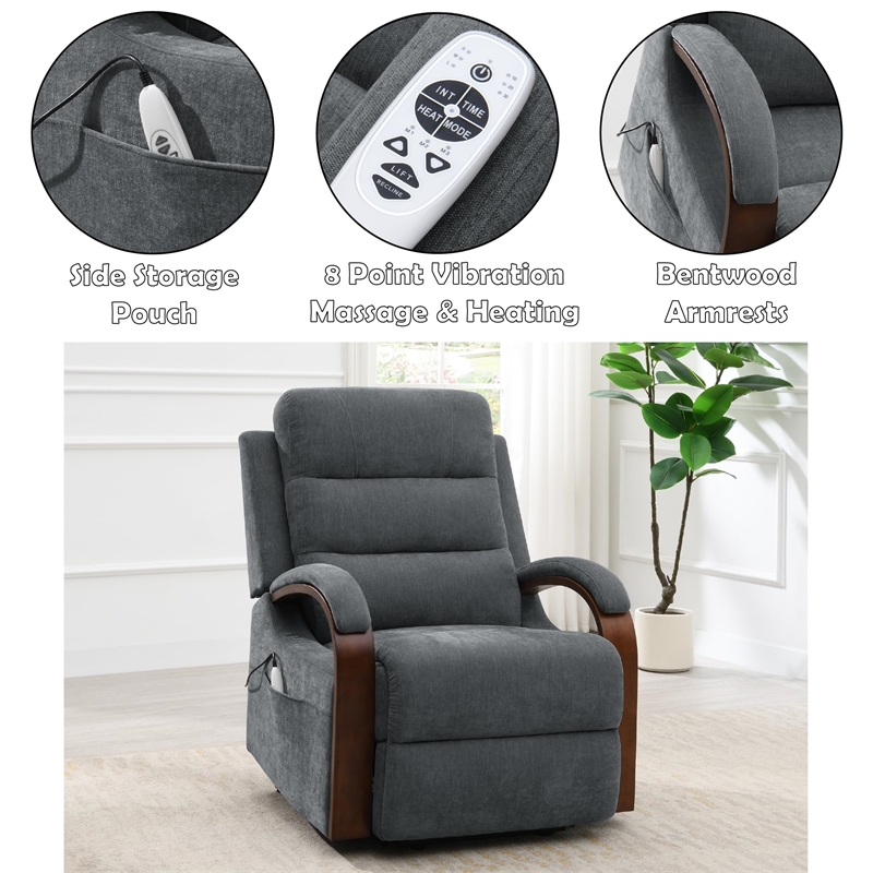 ACME Kayla Power Recliner w/Lift & Heating & Massage in Gray Chenille