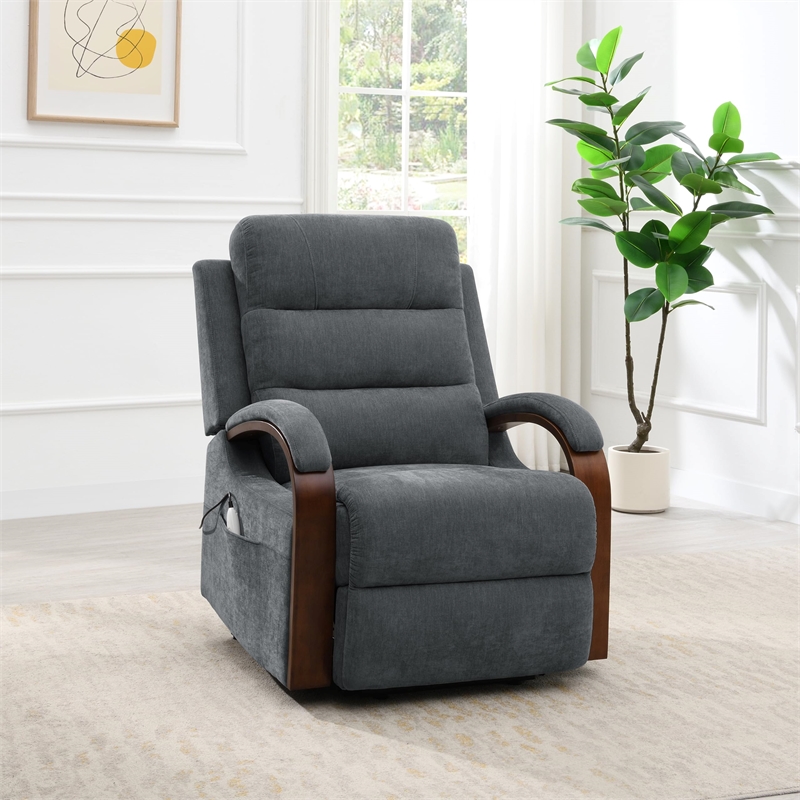 ACME Kayla Power Recliner w/Lift & Heating & Massage in Gray Chenille