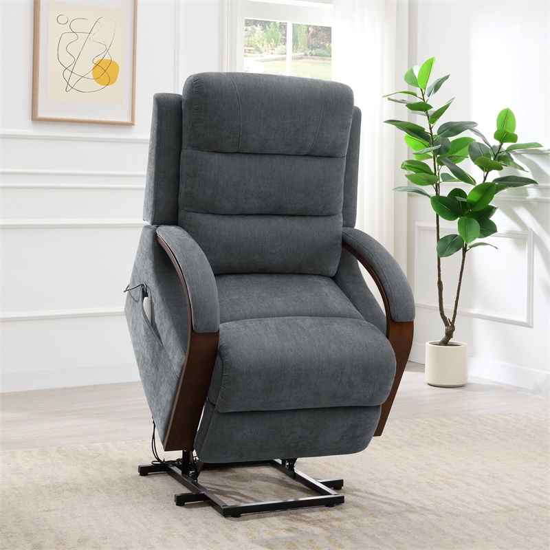 ACME Kayla Power Recliner w/Lift & Heating & Massage in Gray Chenille