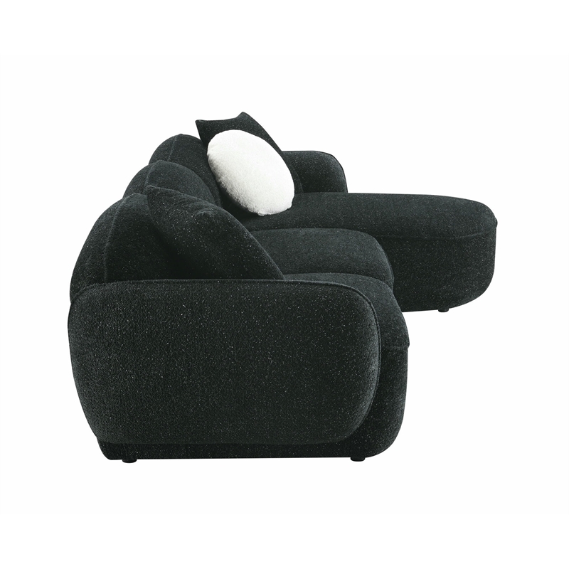 ACME Lucifer Sectional Sofa w/3 Pillows in Black & White Shimmer Chenille