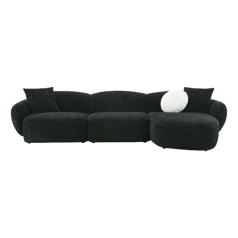 ACME Lucifer Sectional Sofa w/3 Pillows in Black & White Shimmer Chenille