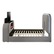 ACME Shelyn EK Bed w/Fireplace in Gray Teddy Sherpa & Chrome
