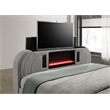 ACME Shelyn Queen Bed w/Fireplace in Gray Teddy Sherpa & Chrome