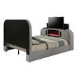 ACME Shelyn Queen Bed w/Fireplace in Gray Teddy Sherpa & Chrome