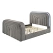 ACME Shelyn Queen Bed w/Fireplace in Gray Teddy Sherpa & Chrome