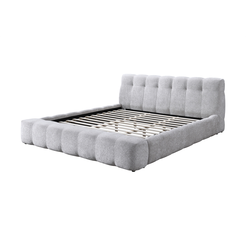 ACME Hannah Eastern King Bed  in Gray Chenille