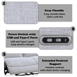 ACME Eastre Power Motion Sofa  w/USB Port  in Gray Chenille