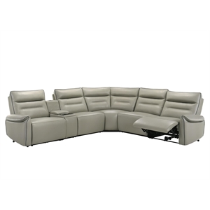 ACME Jayke Power Motion Sectional Sofa in Light Gray Top Grain Leather Match