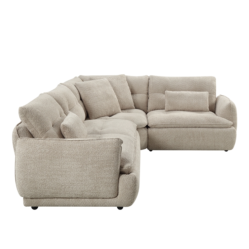 ACME Jonina Sectional Sofa w/4 Pillows in Beige Chenille
