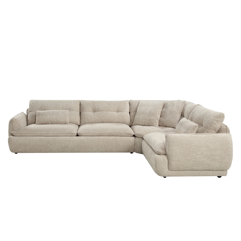 ACME Jonina Sectional Sofa w/4 Pillows in Beige Chenille