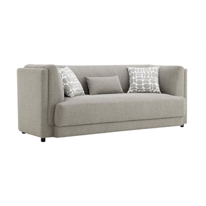 ACME Glenda Chenille Upholstered Sofa with 3 Pillows in Gray