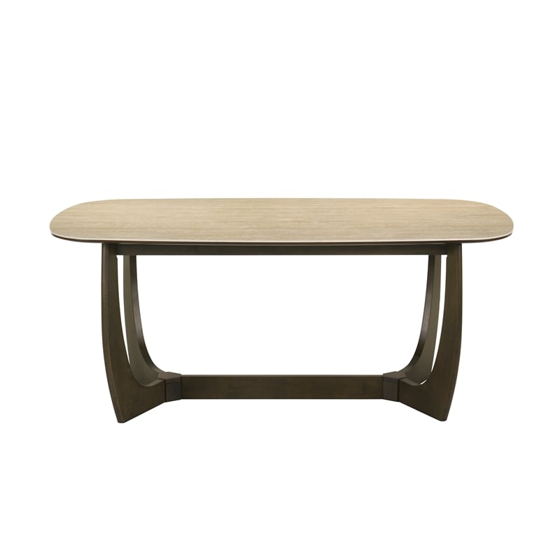 ACME Davita Dining Table w/Ceramic Top in Ceramic & Walnut