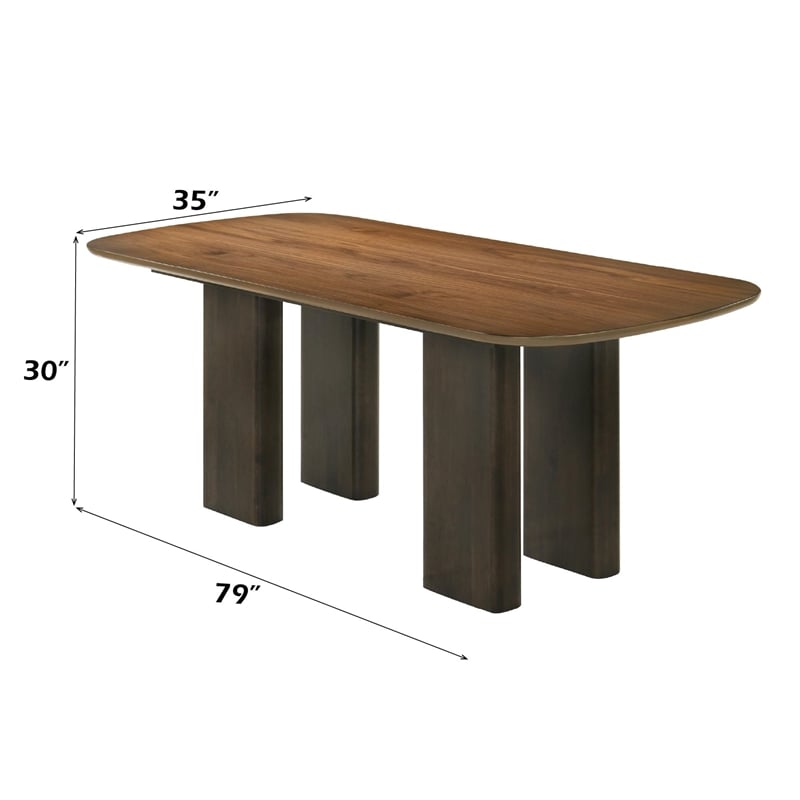 ACME Delina Dining Table in Chenille & Walnut