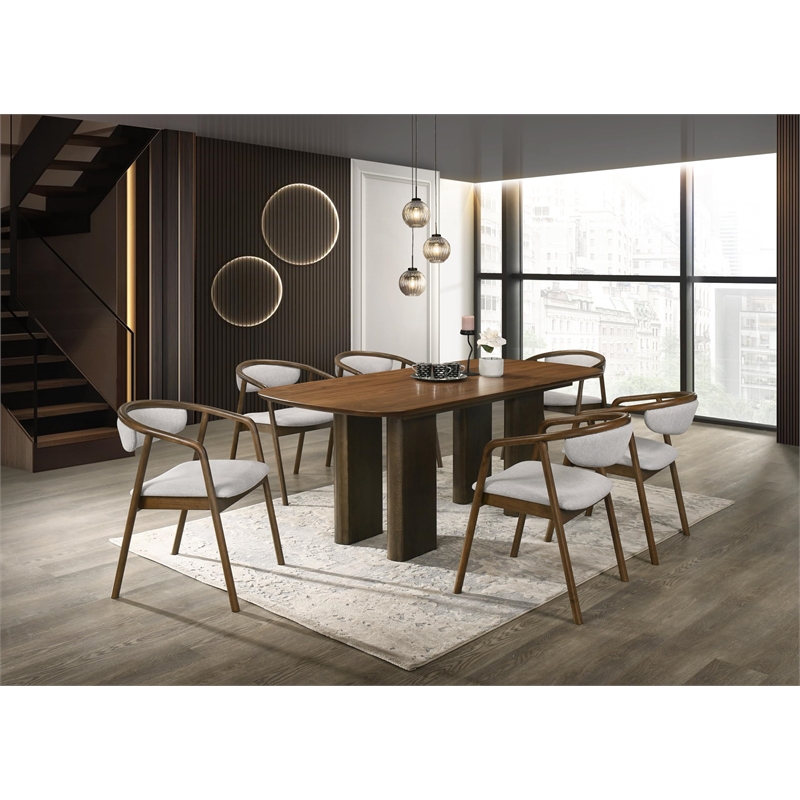 ACME Delina Dining Table in Chenille & Walnut