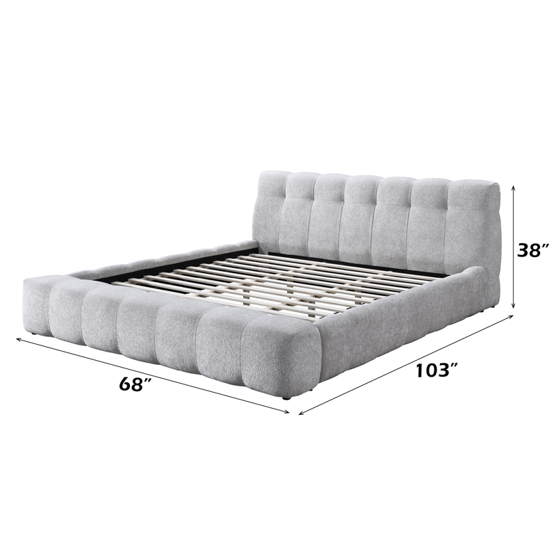ACME Hannah Queen Bed in Gray Chenille