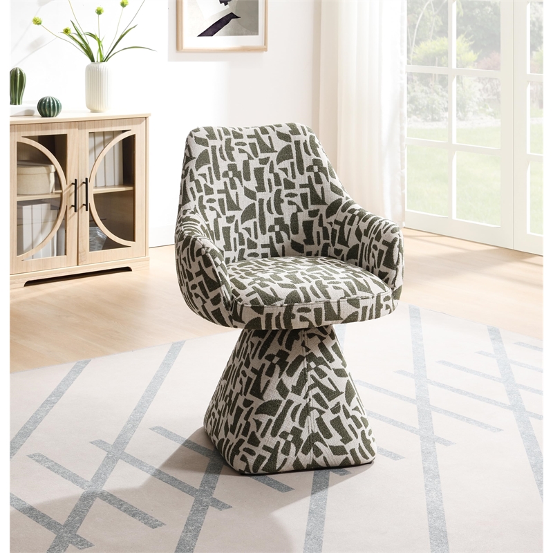 ACME Priel Accent Chair w/Swivel in Green Pattern Fabric