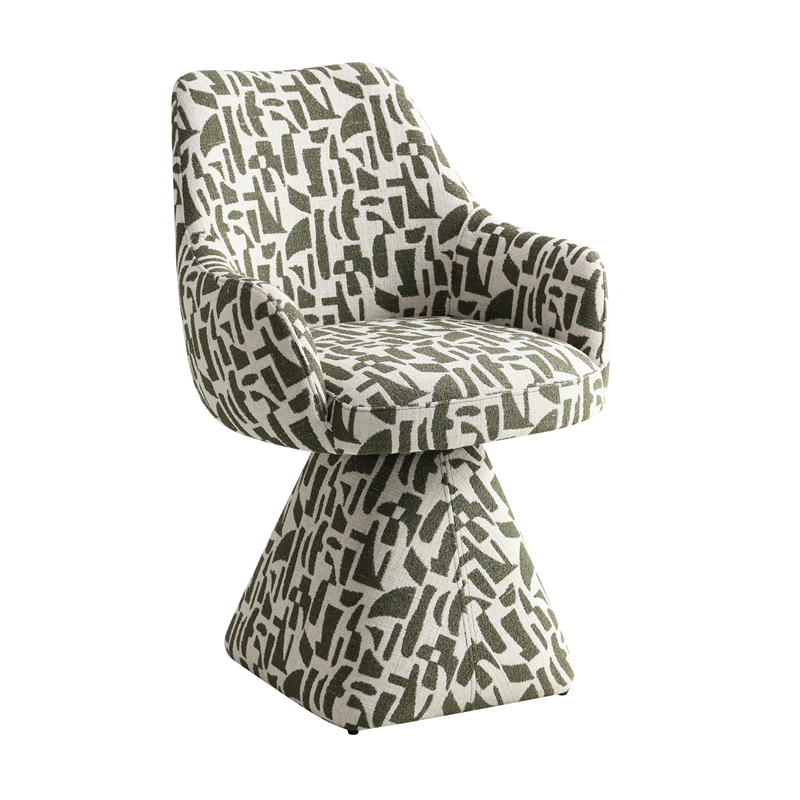 ACME Priel Accent Chair w/Swivel in Green Pattern Fabric