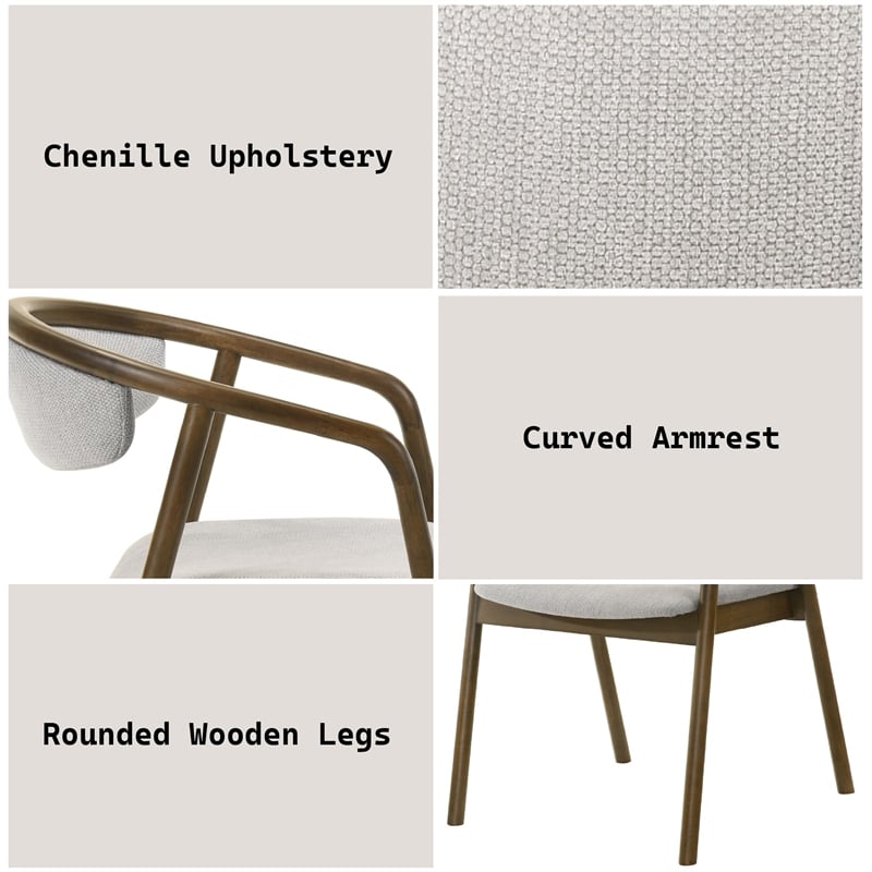 ACME Delina Side Chair in Chenille & Walnut