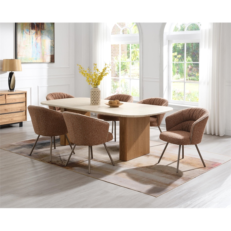 ACME Lidi Side Chair (Set-2) in Rust Orange Boucle
