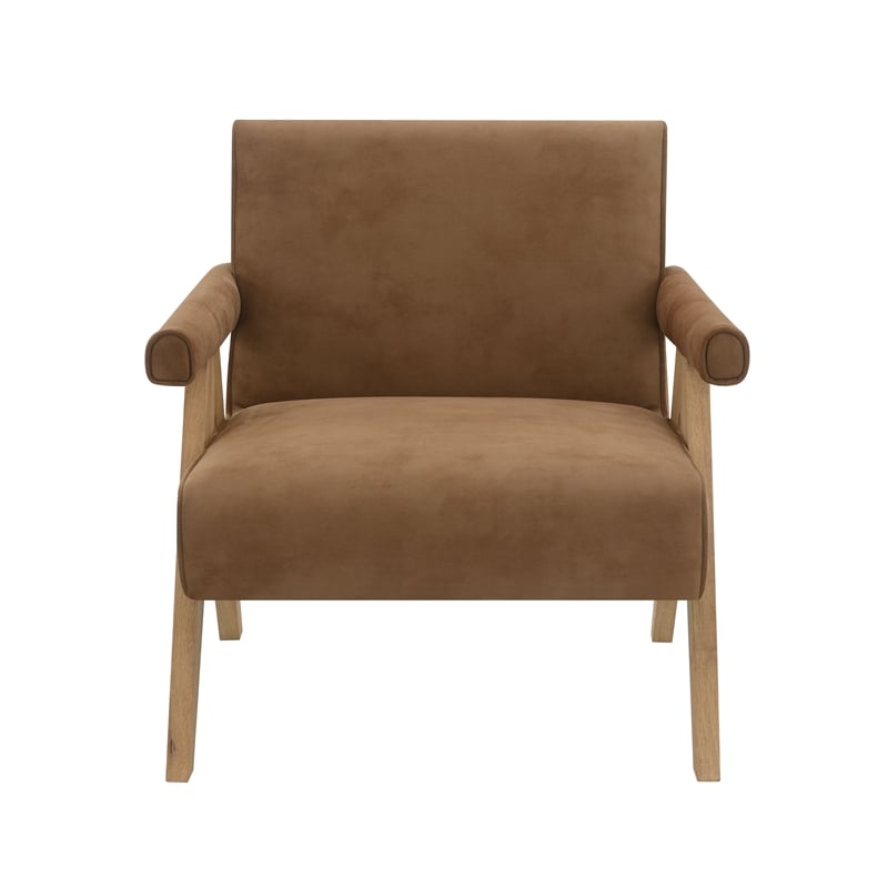 ACME Zoey Accent Chair in Chocolate Suede & Oak