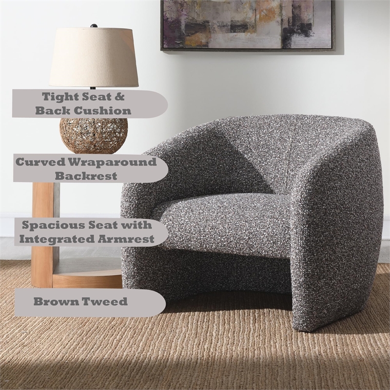 ACME Livia Accent Chair in Brown & Gray Tweed