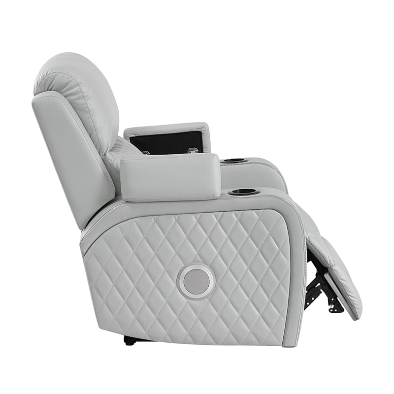 ACME Elonzo Power Motion in Light Gray Synthetic Leather
