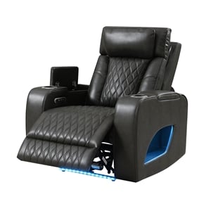 ACME Taddeo Power Motion Recliner in Dark Gray Synthetic Leather