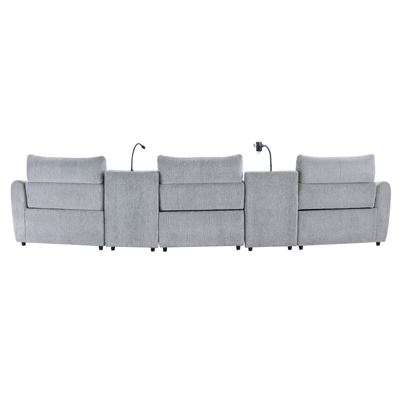 ACME Fullar Modular Power Motion Recliner in Light Gary Chenille