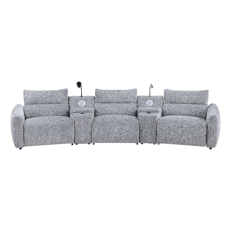 ACME Fullar Modular Power Motion Recliner in Light Gary Chenille