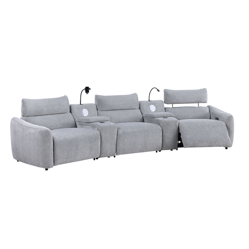 ACME Fullar Modular Power Motion Armless Recliner in Light Gary Chenille