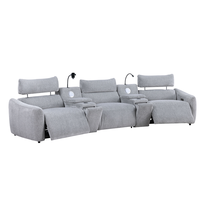 ACME Fullar Modular Power Motion Armless Recliner in Light Gary Chenille