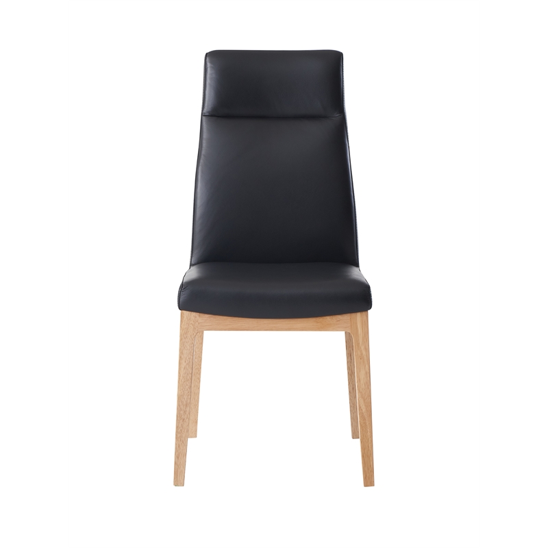 ACME Raquan Side Chair (Set-2) in Black Leather & Walnut