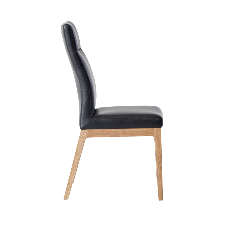 ACME Raquan Side Chair (Set-2) in Black Leather & Walnut