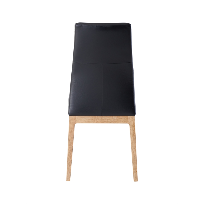 ACME Raquan Side Chair (Set-2) in Black Leather & Walnut