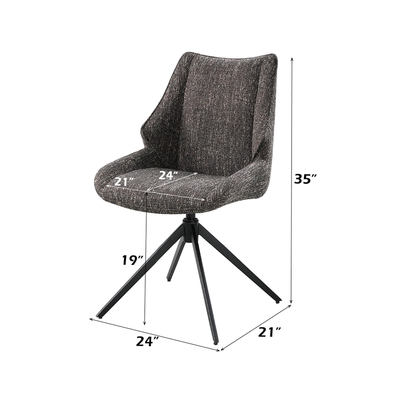 ACME Malika Side Chair wSwivel (Set-2) in Brown Chenille