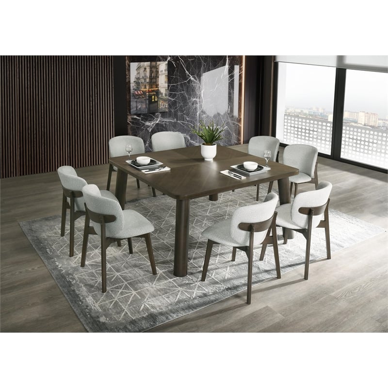 ACME Mallin Side Chair (Set-2) in Gray Chenille & Walnut