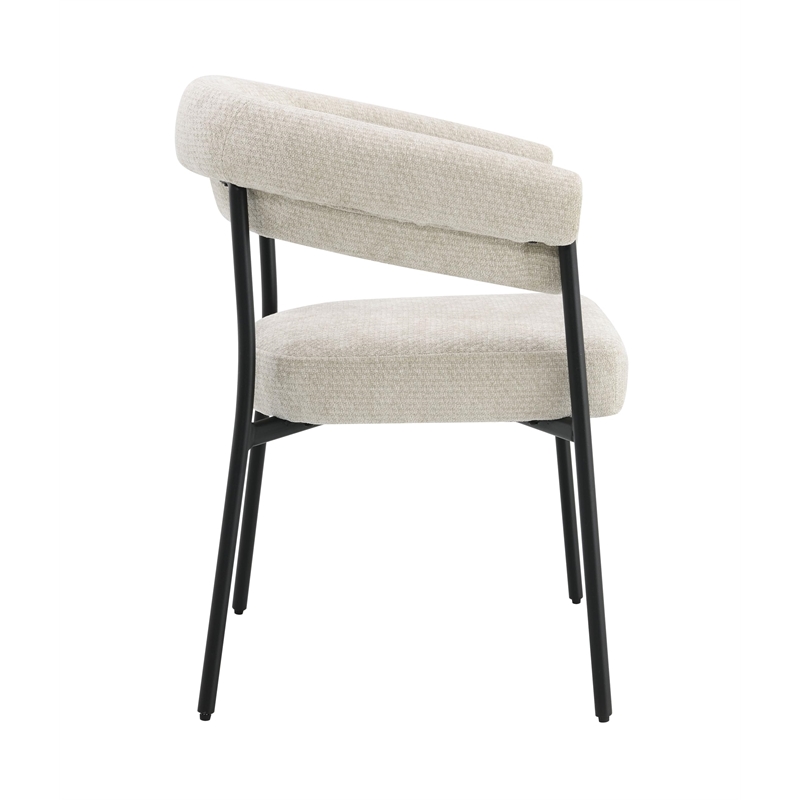 ACME Jirina Arm Chair (Set-2) in Beige Chenille & Black