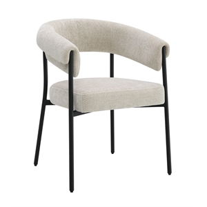 ACME Jirina Arm Chair (Set-2) in Beige Chenille & Black